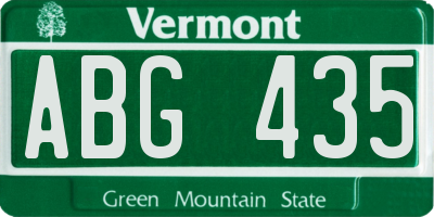 VT license plate ABG435