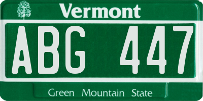 VT license plate ABG447