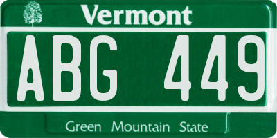 VT license plate ABG449