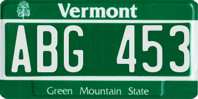 VT license plate ABG453