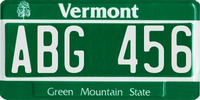 VT license plate ABG456