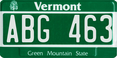 VT license plate ABG463