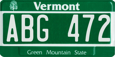 VT license plate ABG472