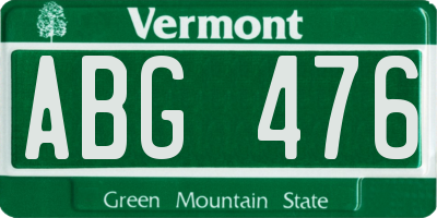 VT license plate ABG476