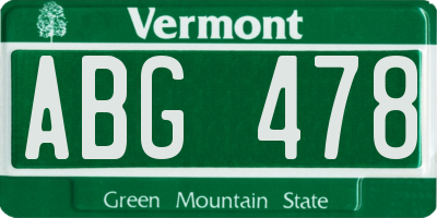 VT license plate ABG478