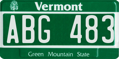 VT license plate ABG483