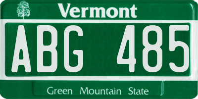 VT license plate ABG485