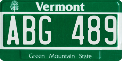 VT license plate ABG489