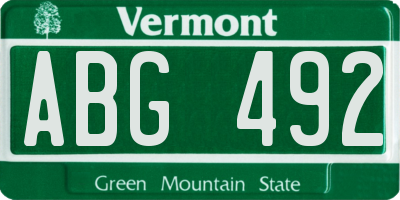 VT license plate ABG492