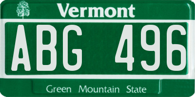 VT license plate ABG496