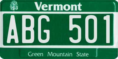 VT license plate ABG501