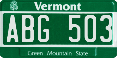 VT license plate ABG503