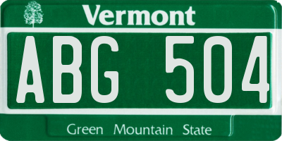 VT license plate ABG504