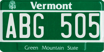 VT license plate ABG505