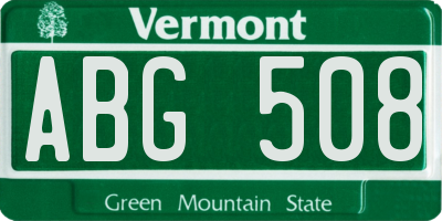 VT license plate ABG508