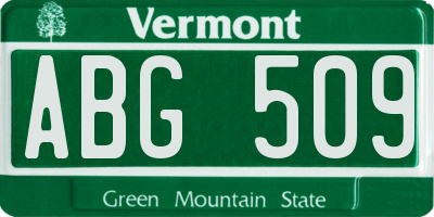 VT license plate ABG509