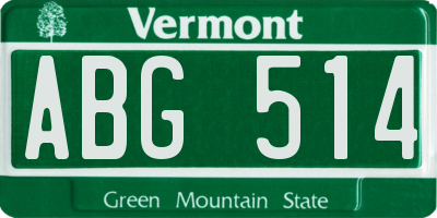 VT license plate ABG514