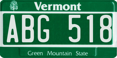 VT license plate ABG518