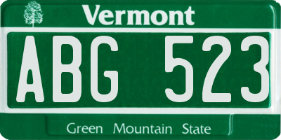 VT license plate ABG523