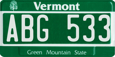 VT license plate ABG533