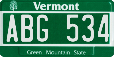 VT license plate ABG534