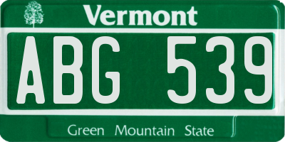 VT license plate ABG539