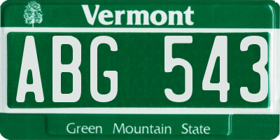 VT license plate ABG543