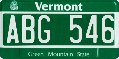 VT license plate ABG546