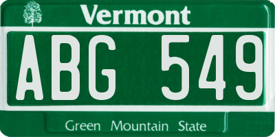 VT license plate ABG549