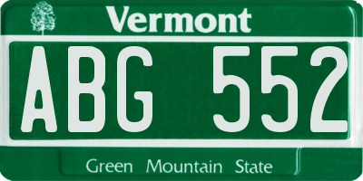 VT license plate ABG552