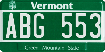 VT license plate ABG553