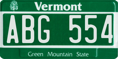 VT license plate ABG554