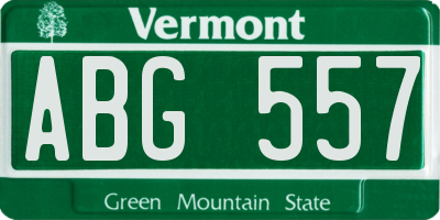 VT license plate ABG557