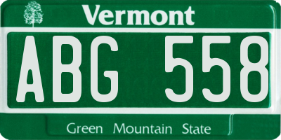 VT license plate ABG558