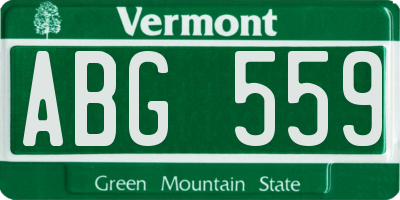 VT license plate ABG559