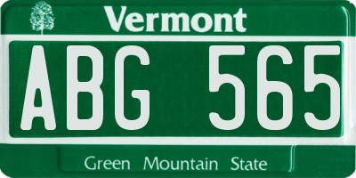 VT license plate ABG565