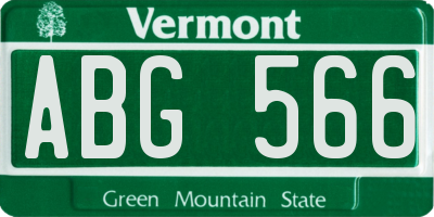 VT license plate ABG566