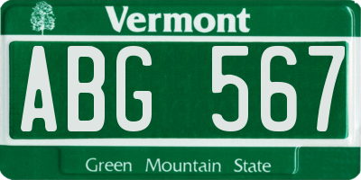 VT license plate ABG567