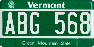 VT license plate ABG568