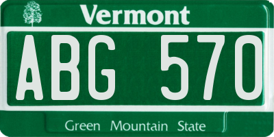 VT license plate ABG570