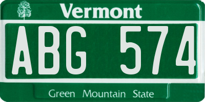 VT license plate ABG574