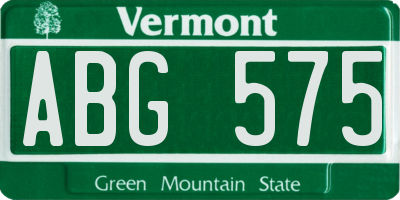 VT license plate ABG575