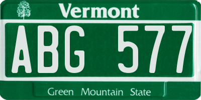 VT license plate ABG577