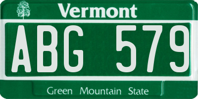 VT license plate ABG579