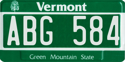 VT license plate ABG584