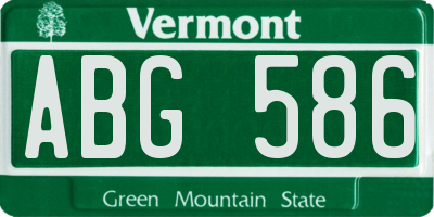 VT license plate ABG586