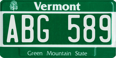 VT license plate ABG589