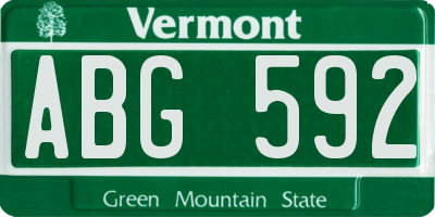 VT license plate ABG592