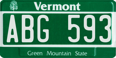 VT license plate ABG593