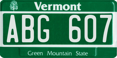 VT license plate ABG607